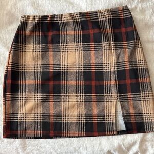 Plaid Tan and Black Women's Skirt
